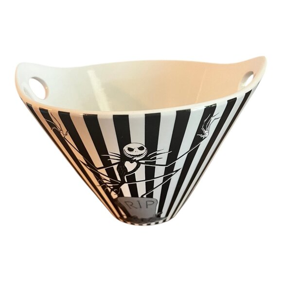 Disney Nightmare Before Christmas Jack Skellington Striped Ceramic Ramen Bowl Wi - Picture 2 of 10